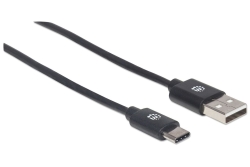 MANHATTAN USB 2.0 Typ C-Kabel C-Stecker/A-Stecker 3m schwarz