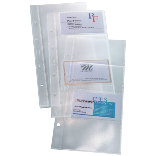 Hüllen für Visitenkarten-Ringbücher, einreihig, 10 Sichthüllen, für bis zu 80 Karten (max. 90x58 mm)
