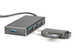 DIGITUS USB-Hub 4-Port 3.0->4xA3.0 m.Netzteil schwarz