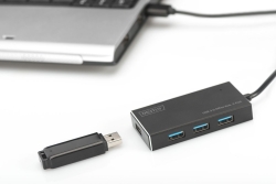 DIGITUS USB-Hub 4-Port 3.0->4xA3.0 m.Netzteil schwarz