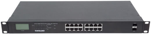 INTELLINET Switch 16-Port Gigabit PoE+ LCD-Anzeige 19 2xSFP