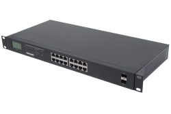 INTELLINET Switch 16-Port Gigabit PoE+ LCD-Anzeige 19 2xSFP