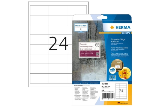 HERMA Etik. strapazierf. A4 weiß 66.0x33.8 mm wfest 240 St.