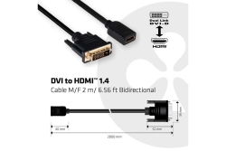 Club3D Kabel DVI <-> HDMI 1.4 2m 4K30Hz St/Bu retail