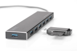 DIGITUS USB-Hub 7-Port 3.0->7xA3.0 m.Netzteil schwarz