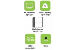 Techly Wandhalterung LCD TV 13-30 neigbar 2 Gelenke schw.