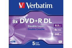 DVD+R Verbatim 8,5GB 5pcs Pack double 8x JewelCase silver retail