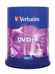 DVD+R Verbatim 4,7GB 100pcs Pack 16x Spindel azo silber...
