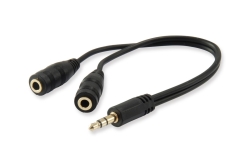 Equip Audiokabel Splitter 3.5mm->2x3.5mm St/Bu schwarz Polybeutel