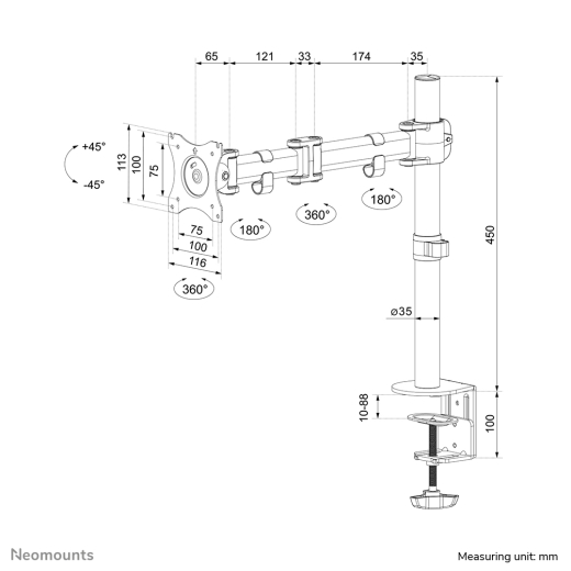 Neomounts TIS 10-30 1TFT 1 Gelenk weiß Max.8KG