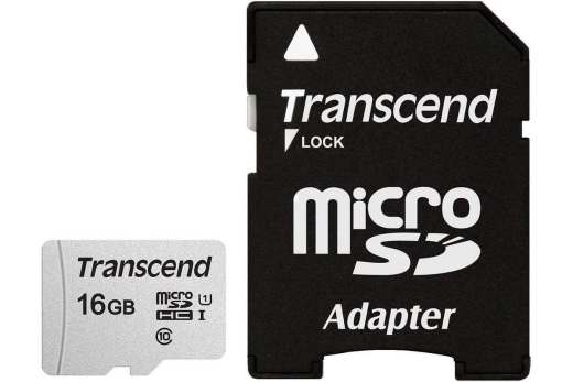 SD microSD Card 16GB Transcend SDHC USD300S-A w/Adapter