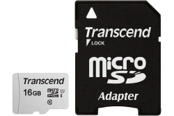 SD microSD Card 16GB Transcend SDHC USD300S-A w/Adapter