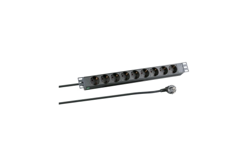 EFB 19 1HE Steckdosenleiste 9xCEE 7/3 ohne Schalter,Alu,sw
