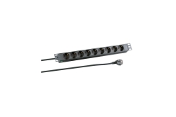 EFB 19 1HE Steckdosenleiste 9xCEE 7/3 ohne Schalter,Alu,sw
