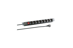 EFB 19 1HE Steckdosenleiste 8xCEE 7/3 mit Schalter,Alu,sw