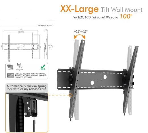 Equip Wandhalterung 60-100/1TFT neig/Curv.1Gelenk 100kg sw retail