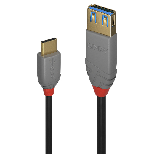 LINDY USB 3.1 Typ C an A Adapterkabel Anthra Line 0.15m