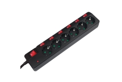 Logilink Steckdosenleiste 6-fach, 1,5m mit 6 Schalter schwar
