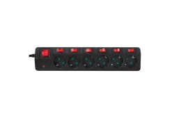Logilink Steckdosenleiste 6-fach, 1,5m mit 6 Schalter schwar