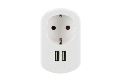 Schwaiger Ladegerät mit Steckdose 2xUSB 230V 3400mA Weiß