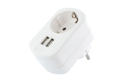 Schwaiger Ladegerät mit Steckdose 2xUSB 230V 3400mA Weiß
