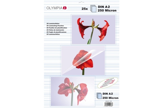 Olympia Laminierfolie DIN A2 250 Mic 25 Stück transp.