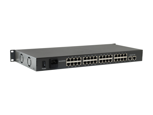 LevelOne PoE+Switch 32xFE PoE/2xGE 250W 19 unmanaged Metall