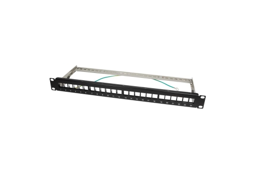 Logilink Keystone Patchpanel 19, 24 Module, leer, schw.