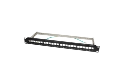 Logilink Keystone Patchpanel 19, 24 Module, leer, schw.