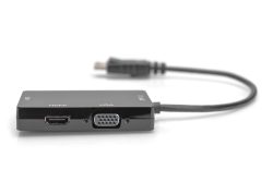 DIGITUS DisplayPortkonverterkabel DP->HDMI+DVI+VGA 0.2m