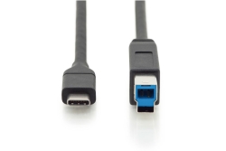DIGITUS USB 3.0 Anschlusskabel Typ C -B St/St 1.8m, sw