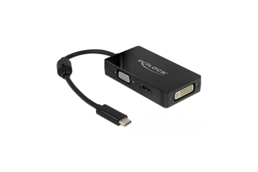 DELOCK Adapter USB-C > VGA/HDMI/DVI St/Bu schwarz
