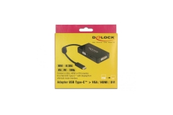 DELOCK Adapter USB-C > VGA/HDMI/DVI St/Bu schwarz