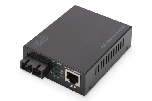 DIGITUS Konverter Gigabit PoE Multim. Media RJ45/SC MM PSE