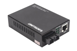 INTELLINET Gigabit PoE + Medienkonverter SC Singlemode 20km