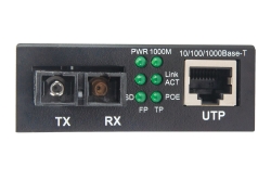 INTELLINET Gigabit PoE + Medienkonverter SC Singlemode 20km