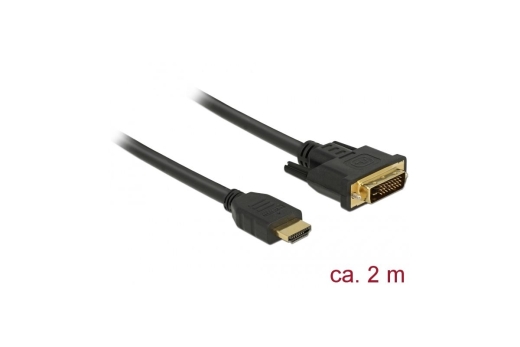 DELOCK Kabel HDMI > DVI 24+1 bidirektional 2.00m schwarz