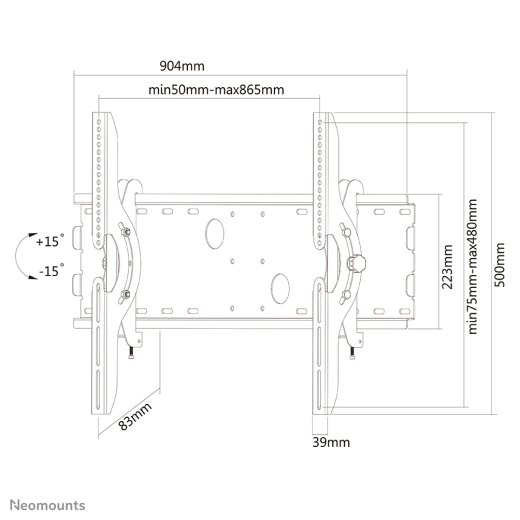Neomounts WAH 37-85 1TFT 1Gelenk schw. Max.100