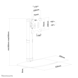 Neomounts Tischfuss 10-30 1TFT 1Gelenk schw. Max.10KG