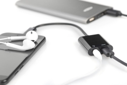 DIGITUS USB 3.1 Verteilerkabel Typ C-Klinke St/Bu/Bu 0.2m sw
