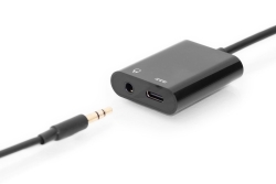 DIGITUS USB 3.1 Verteilerkabel Typ C-Klinke St/Bu/Bu 0.2m sw