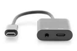 DIGITUS USB 3.1 Verteilerkabel Typ C-Klinke St/Bu/Bu 0.2m sw