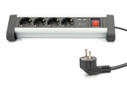 DIGITUS Tischleiste 4fach,2x USB,Schalter Alu 1.5m Feststell