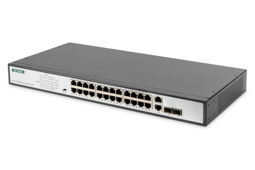 DIGITUS Switch 24-Port 10/100 370W PoE Unmanaged schwarz
