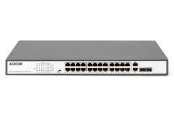 DIGITUS Switch 24-Port 10/100 370W PoE Unmanaged schwarz