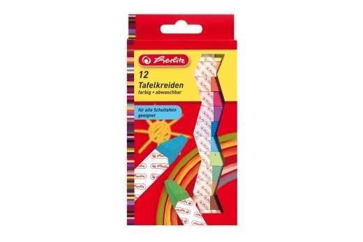 Herlitz Tafelkreiden farbig sortiert 12er Hängepack.