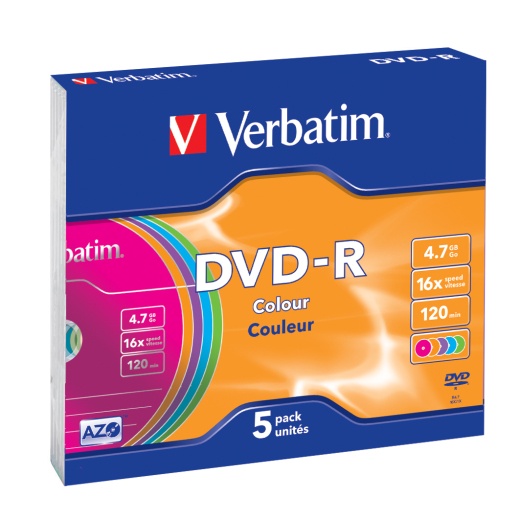 DVD-R Verbatim 4,7GB 5pcs Slim J. Colour 16x