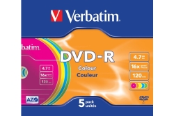 DVD-R Verbatim 4,7GB 5pcs Slim J. Colour 16x