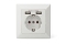 DIGITUS Unterputz Steckdose 250V + 2 x USB A, weiß