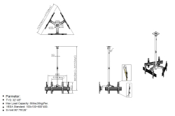 Equip Deckenhalterung 32-65/3TFT 30Kg Triple-Screen sw...